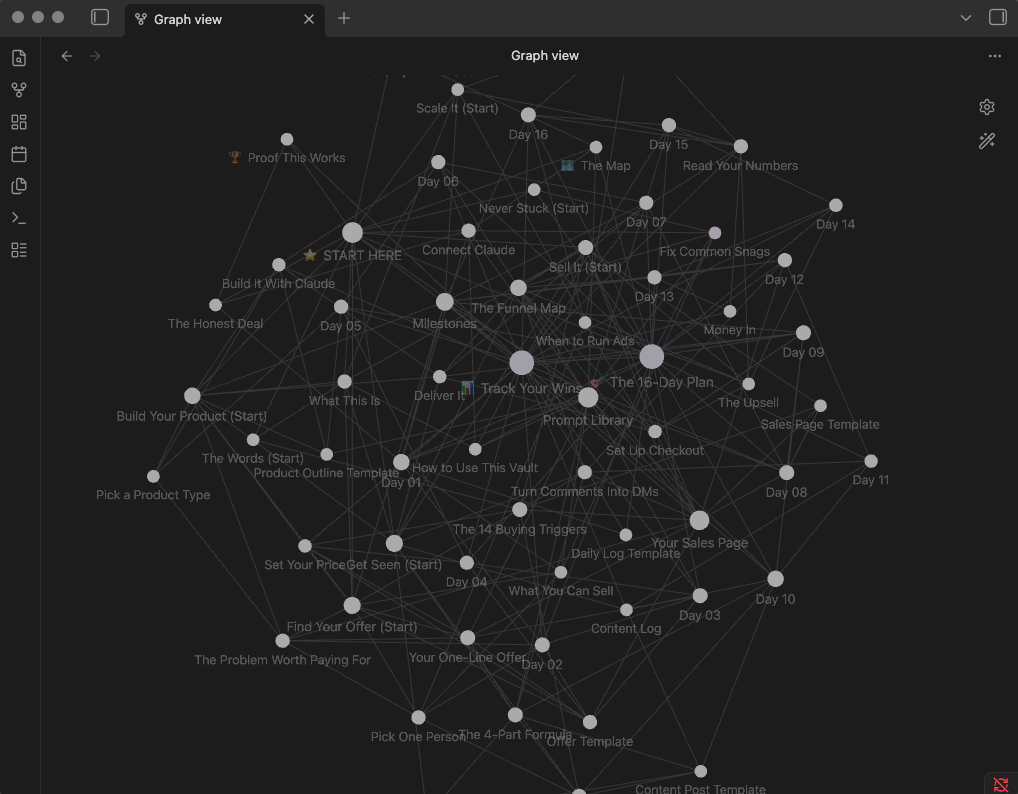 The vault's graph view, fully connected